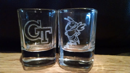 Laser engraved shot glass or whiskey glass