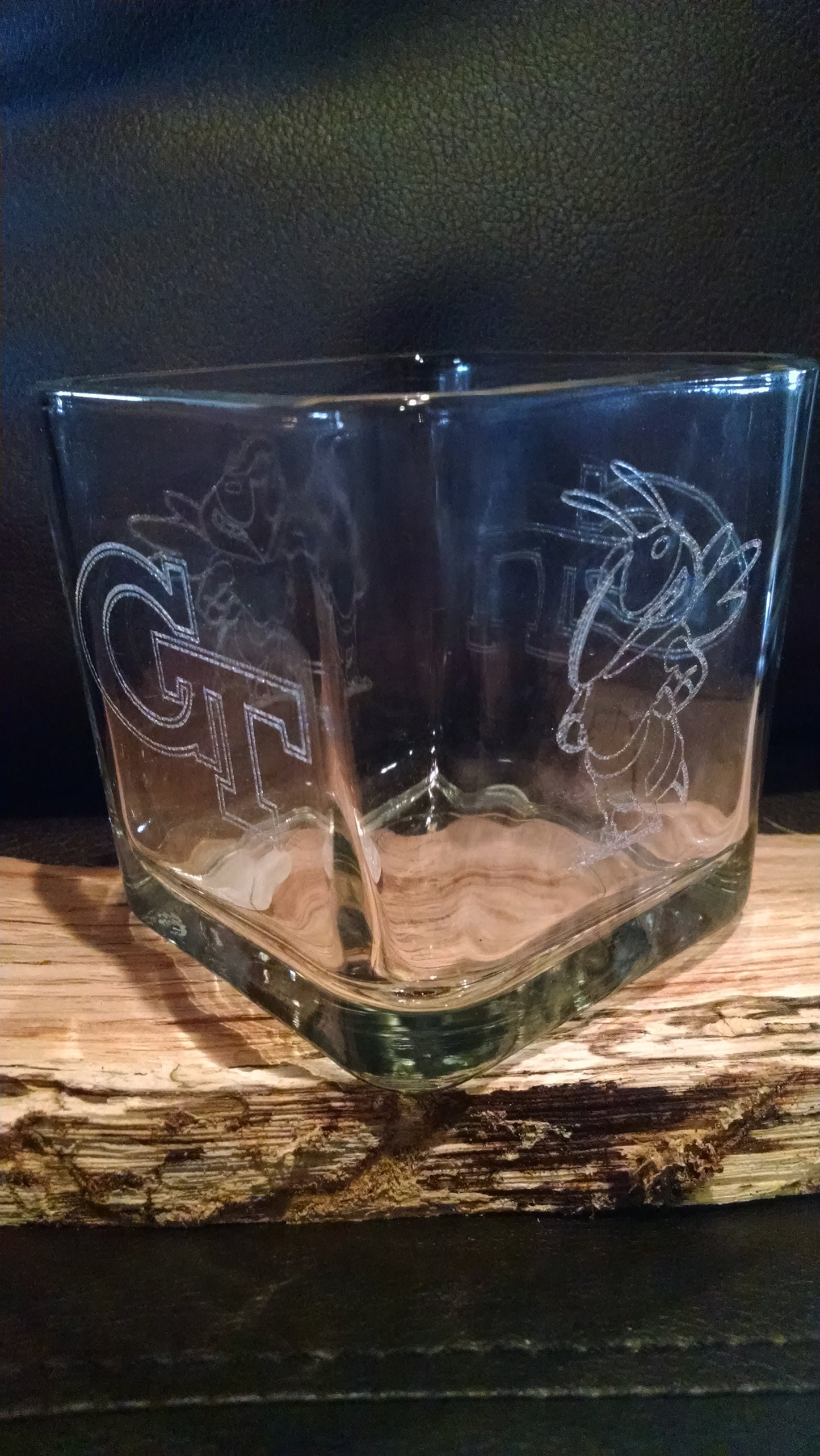 Laser engraved shot glass or whiskey glass