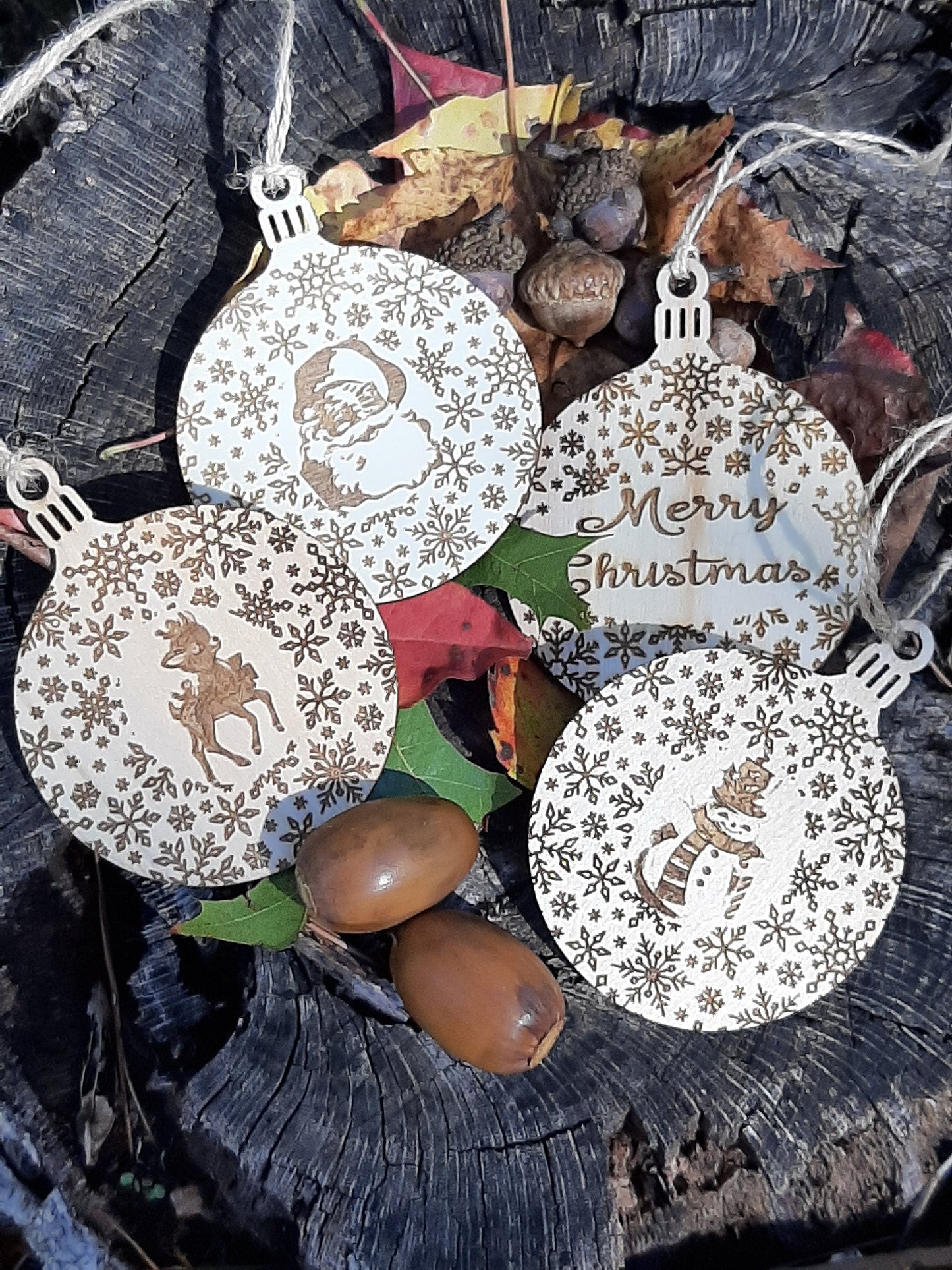 Personalized set (4) engraved ornaments