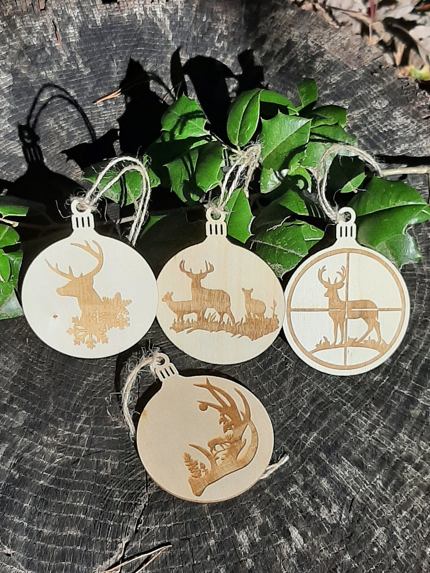 Personalized set (4) engraved ornaments