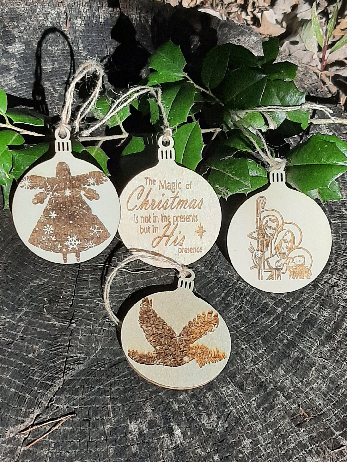 Personalized set (4) engraved ornaments