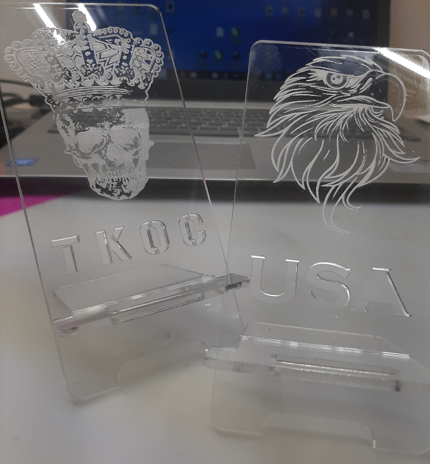 Custom Engraved Acrylic phone stand/dock